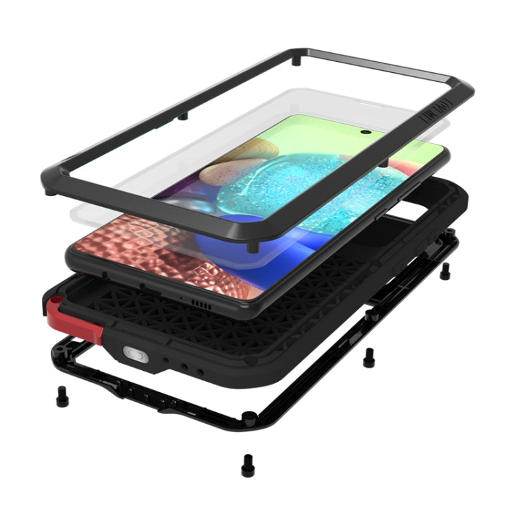 For Samsung Galaxy A71 5G LOVE MEI Metal Shockproof Waterproof Dustproof Protective Case with Glass(Red) by LOVE MEI