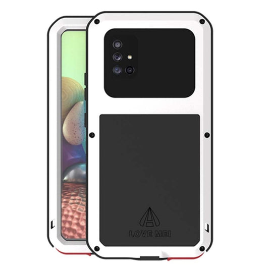 For Samsung Galaxy A71 5G LOVE MEI Metal Shockproof Waterproof Dustproof Protective Case with Glass(White) by LOVE MEI