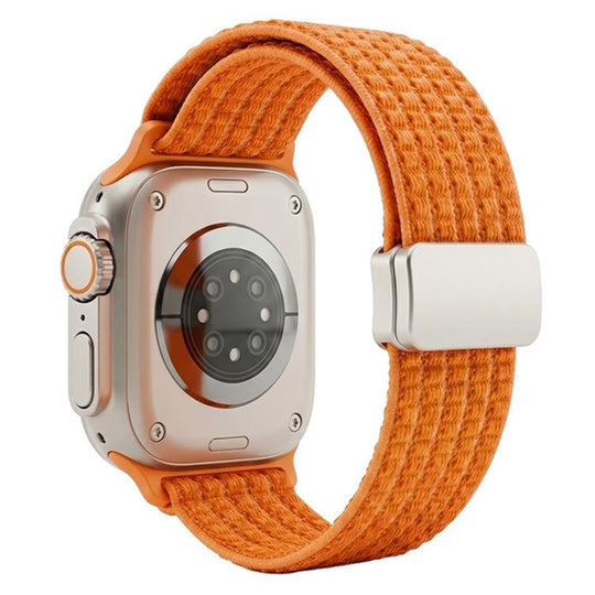 For Apple Watch 42 / 44 / 45 / 46 / 49mm xDfind Magnetic Buckle Nylon Woven Watch Band(Orange)