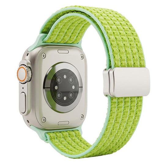 For Apple Watch 42 / 44 / 45 / 46 / 49mm xDfind Magnetic Buckle Nylon Woven Watch Band(Green)