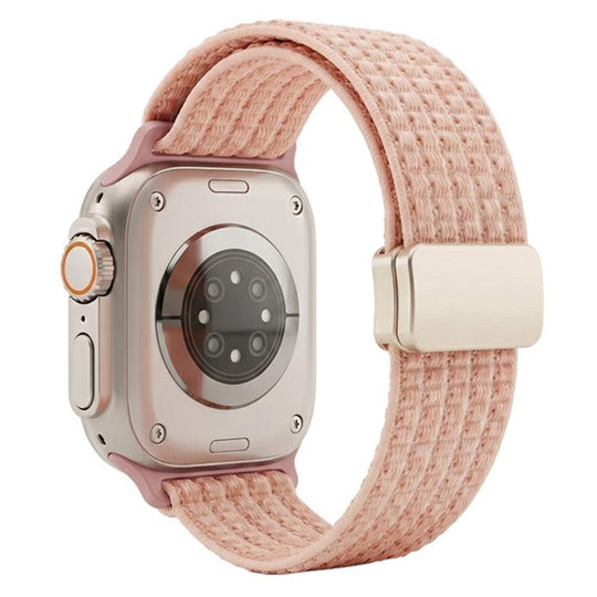 For Apple Watch 38 / 40 / 41 / S11 42mm xDfind Magnetic Buckle Nylon Woven Watch Band(Pink)