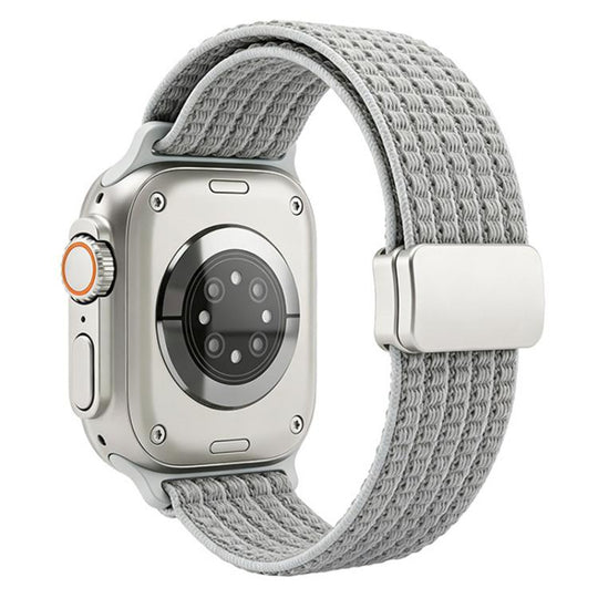 For Apple Watch 38 / 40 / 41 / S11 42mm xDfind Magnetic Buckle Nylon Woven Watch Band(Bright Grey)