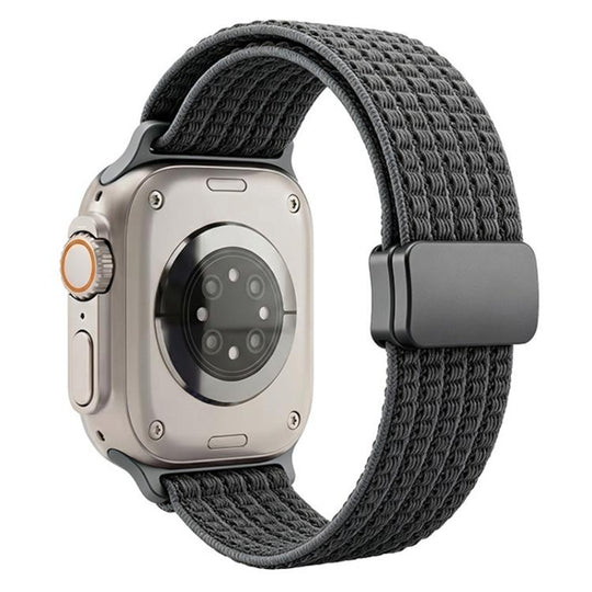 For Apple Watch 38 / 40 / 41 / S11 42mm xDfind Magnetic Buckle Nylon Woven Watch Band(Charcoal Grey)