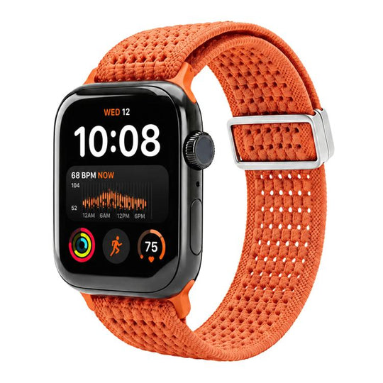 For Apple Watch 42 / 44 / 45 / 46 / 49mm xDfind Magnetic Buckle Hollow-Out Nylon Woven Watch Band(Orange)