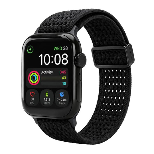 For Apple Watch 38 / 40 / 41 / S11 42mm xDfind Magnetic Buckle Hollow-Out Nylon Woven Watch Band(Black)