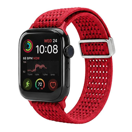 For Apple Watch 38 / 40 / 41 / S11 42mm xDfind Magnetic Buckle Hollow-Out Nylon Woven Watch Band(Red)