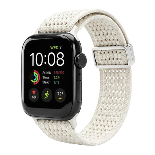 For Apple Watch 38 / 40 / 41 / S11 42mm xDfind Magnetic Buckle Hollow-Out Nylon Woven Watch Band(Starlight)