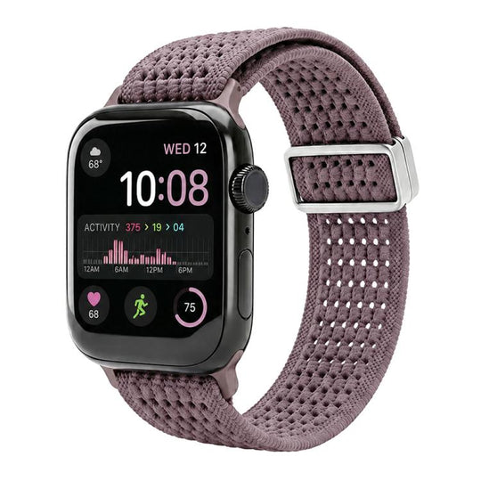 For Apple Watch 38 / 40 / 41 / S11 42mm xDfind Magnetic Buckle Hollow-Out Nylon Woven Watch Band(Smoky Purple)