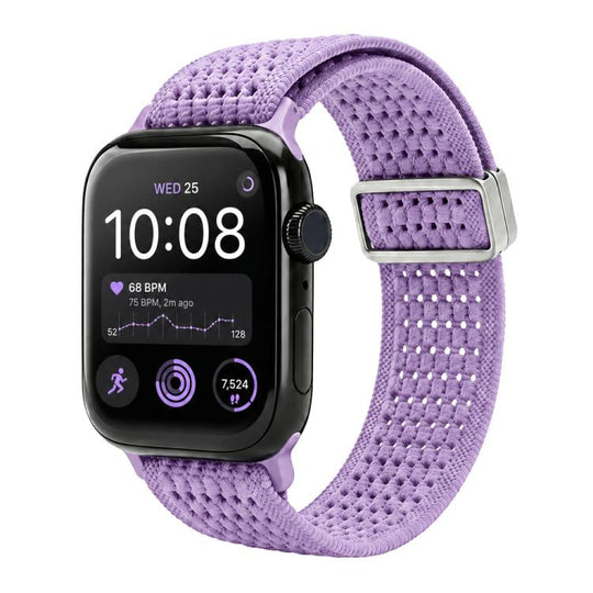 For Apple Watch 38 / 40 / 41 / S11 42mm xDfind Magnetic Buckle Hollow-Out Nylon Woven Watch Band(Purple)