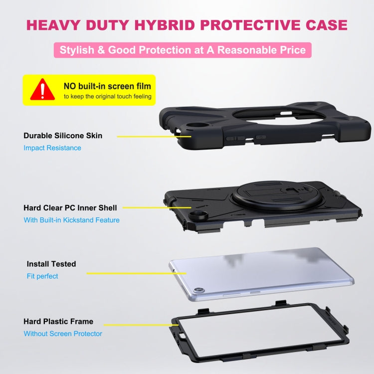 For Lenovo Tab M8 Shockproof Colorful Silicone + PC Protective Case with Holder & Hand Grip Strap & Shoulder Strap(Black) - Lenovo by buy2fix | Online Shopping UK | buy2fix