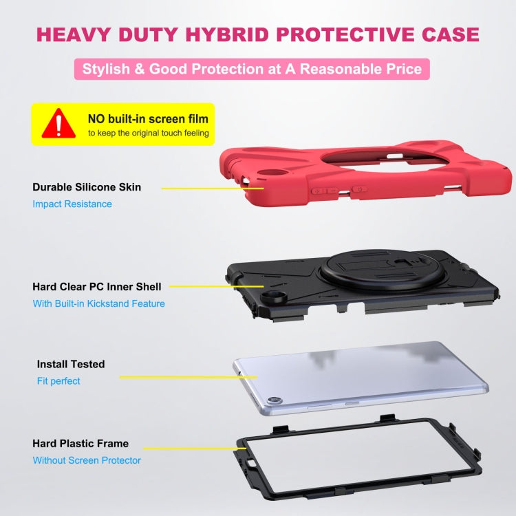 For Lenovo Tab M8 Shockproof Colorful Silicone + PC Protective Case with Holder & Hand Grip Strap & Shoulder Strap(Red) - Lenovo by buy2fix | Online Shopping UK | buy2fix
