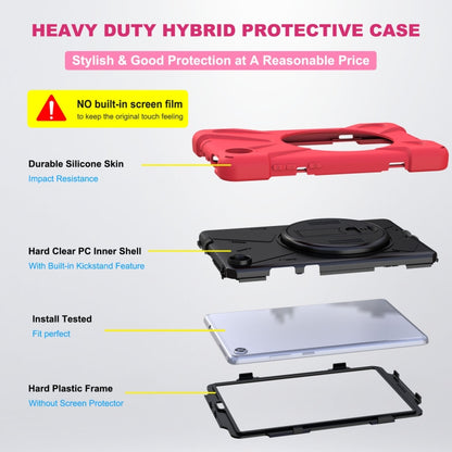 For Lenovo Tab M8 Shockproof Colorful Silicone + PC Protective Case with Holder & Hand Grip Strap & Shoulder Strap(Red) - Lenovo by buy2fix | Online Shopping UK | buy2fix