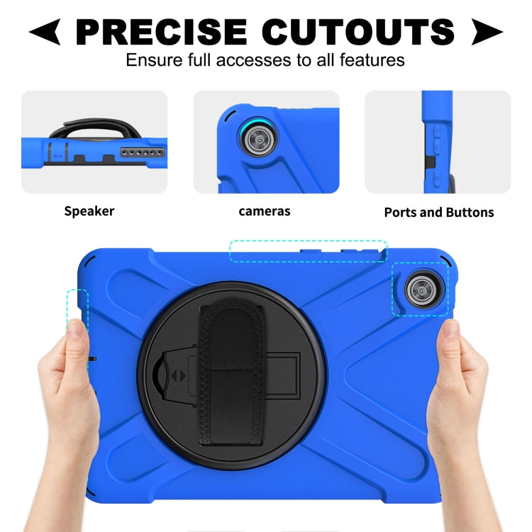 For Lenovo Tab M8 Shockproof Colorful Silicone + PC Protective Case with Holder & Hand Grip Strap & Shoulder Strap(Blue) - Lenovo by buy2fix | Online Shopping UK | buy2fix
