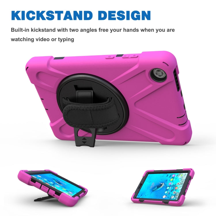 For Lenovo Tab M8 Shockproof Colorful Silicone + PC Protective Case with Holder & Hand Grip Strap & Shoulder Strap(Rose Red) - Lenovo by buy2fix | Online Shopping UK | buy2fix