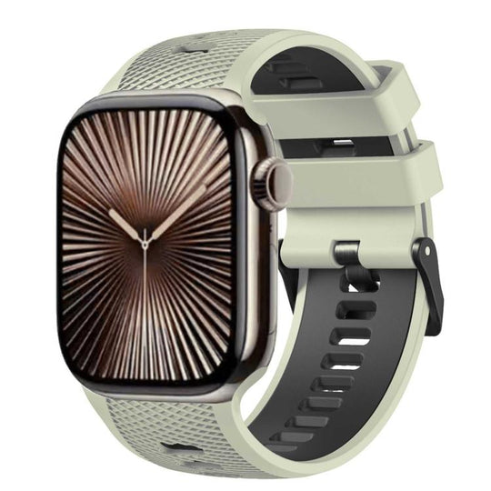 For Apple Watch 46mm / 49mm / 45mm / 44mm Mesh Textured Two Color Silicone Watch Band(Mist Gray Black)