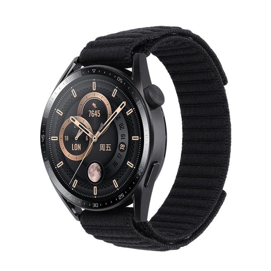 For Garmin 22mm Wave Textured Nylon Hook And Loop Fastener Watch Band(Black)
