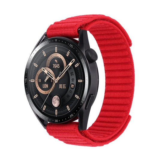 For Garmin 22mm Wave Textured Nylon Hook And Loop Fastener Watch Band(Red)