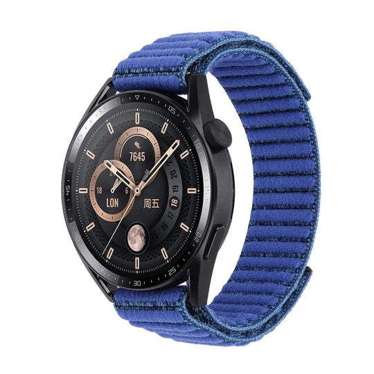 For Garmin 22mm Wave Textured Nylon Hook And Loop Fastener Watch Band(Blue)