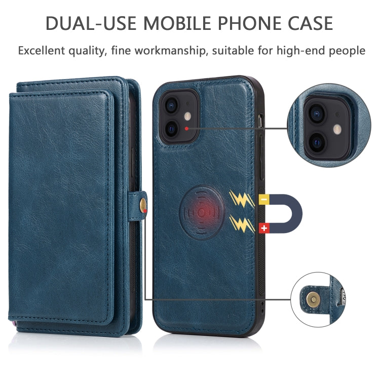 For iPhone 12 mini Multiple Card Slots Detachable Magnetic Horizontal Flip Leather Case with Card Slots & Holder & Wallet (Navy Blue) - iPhone 12 mini Cases by buy2fix | Online Shopping UK | buy2fix