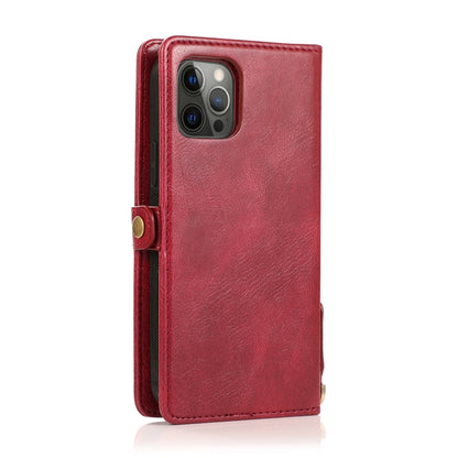 For iPhone 12 / 12 Pro Multiple Card Slots Detachable Magnetic Horizontal Flip Leather Case with Card Slots & Holder & Wallet(Red) - iPhone 12 / 12 Pro Cases by buy2fix | Online Shopping UK | buy2fix