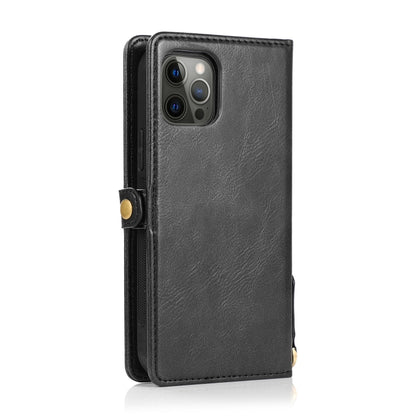 For iPhone 12 Pro Max Multiple Card Slots Detachable Magnetic Horizontal Flip Leather Case with Card Slots & Holder & Wallet(Black) - iPhone 12 Pro Max Cases by buy2fix | Online Shopping UK | buy2fix