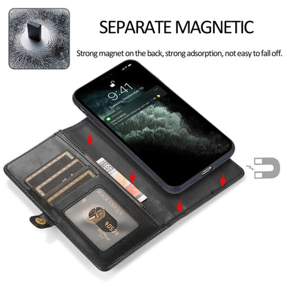 For iPhone 12 Pro Max Multiple Card Slots Detachable Magnetic Horizontal Flip Leather Case with Card Slots & Holder & Wallet(Black) - iPhone 12 Pro Max Cases by buy2fix | Online Shopping UK | buy2fix