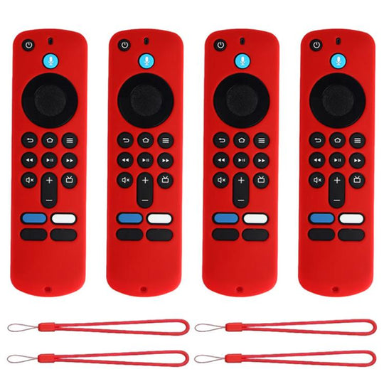 For Amazon Fire TV Stick 4K 2025 Remote XDcase 4pcs Soft Silicone Protective Case with Mini Strap(Red)