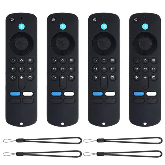 For Amazon Fire TV Stick 4K 2025 Remote XDcase 4pcs Soft Silicone Protective Case with Mini Strap(Black)