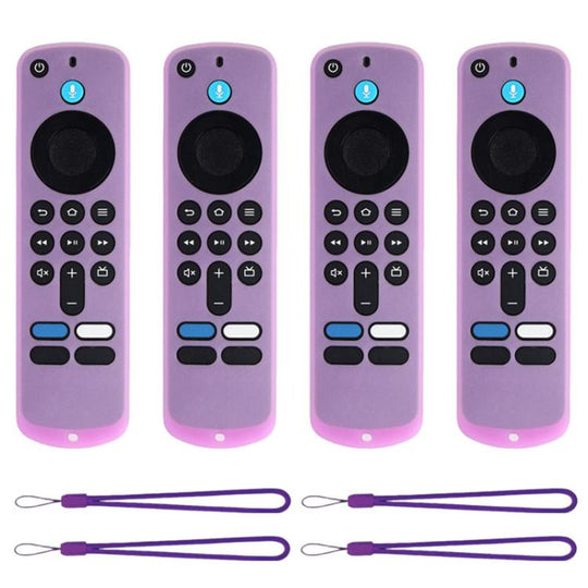 For Amazon Fire TV Stick 4K 2025 Remote XDcase 4pcs Soft Silicone Protective Case with Mini Strap(Luminous Purple)