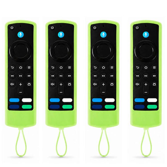 For Amazon Alexa Voice Remote Gen 3/2/1 XDcase 4pcs Thickened Soft Silicone Protective Case with Mini Strap(Luminous Green)