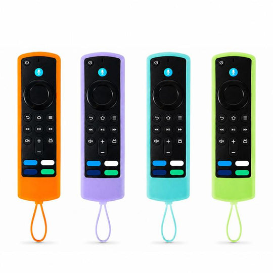 For Amazon Alexa Voice Remote Gen 3/2/1 XDcase 4pcs Thickened Soft Silicone Protective Case with Mini Strap(Luminous 4-Color)