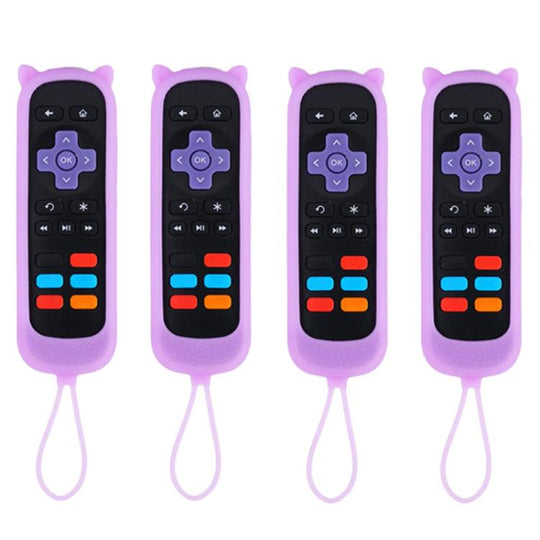For TCL Roku TV Remote XDcase 4pcs Cute Cat Ears Silicone Protective Case with Mini Strap(Luminous Purple)