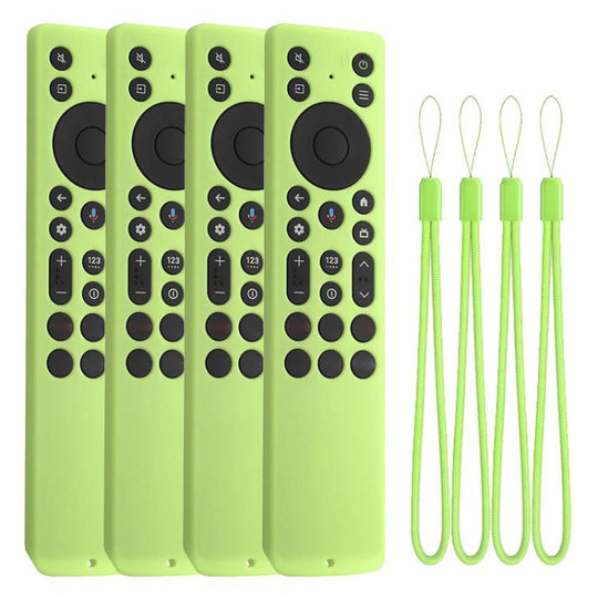 For TCL RC923A / RC813A TV Remote XDcase 4pcs Soft Silicone Protective Case with Mini Strap(Luminous Green)