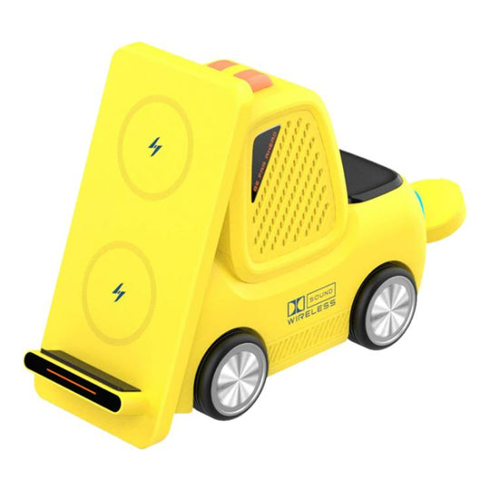 T30S 5-in-1 Multifunctional Wireless Charger Car-Style Desktop Phone Holder(Yellow)
