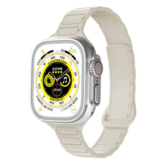 For Apple Watch 42 / 44 / 45 / 46 / 49mm xDfind Three Beads Magnetic Silicone Watch Band(Starlight)