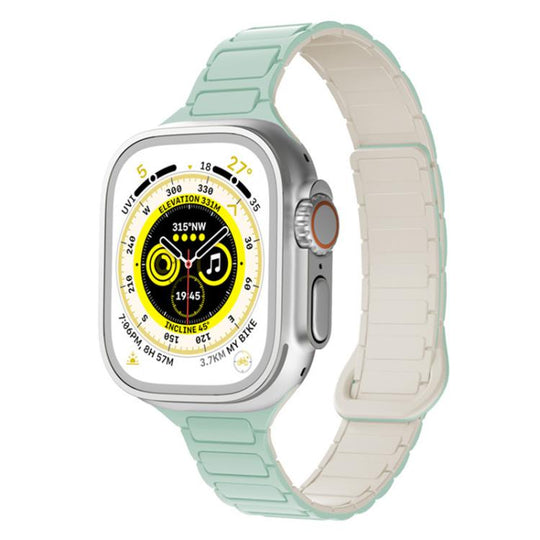 For Apple Watch 38 / 40 / 41 / S11 42mm xDfind Three Beads Magnetic Silicone Watch Band(Mint Green + Starlight)
