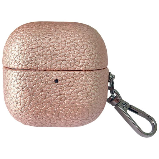 For Huawei FreeClip 2 Litchi Leather Texture Wireless Earphones Case with Hook(Rose Gold)