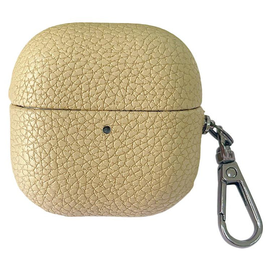 For Huawei FreeClip 2 Litchi Leather Texture Wireless Earphones Case with Hook(Khaki)