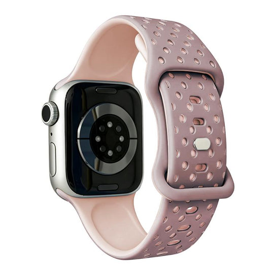 For Apple Watch 46mm / 49mm / 45mm / 44mm Star-Shaped Dot Pattern Butterfly Clasp Silicone Watch Band(Smoky Purple Sand Pink)