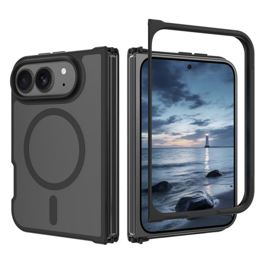 For iPhone Duo Skin Feel TPU Hybrid PC MagSafe Phone Case(Black)