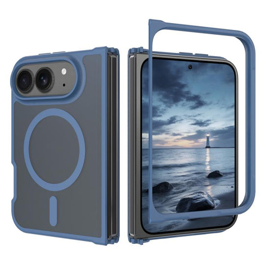 For iPhone Duo Skin Feel TPU Hybrid PC MagSafe Phone Case(Blue)
