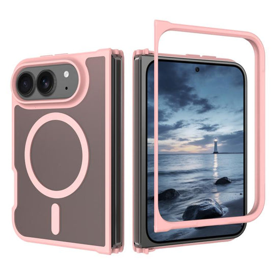 For iPhone Duo Skin Feel TPU Hybrid PC MagSafe Phone Case(Pink)