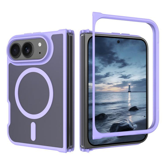 For iPhone Duo Skin Feel TPU Hybrid PC MagSafe Phone Case(Purple)