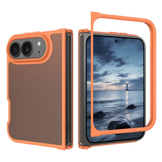 For iPhone Duo Skin Feel Contrast Color TPU Hybrid PC Phone Case(Orange)