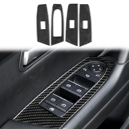 For Mazda CX-50 2022-2024 4pcs/Set Car Window Lift Panel Carbon Fiber Sticker, Left Hand Drive(Black)