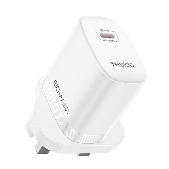 Yesido YC159 Type-C 40-60W AVS Dynamic Fast Charger with Type-C to Type-C Cable, Plug:UK Plug(White)