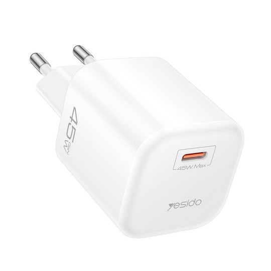 Yesido YC116 PD45W GaN Type-C Fast Charger with Type-C to Type-C Cable, Plug:EU Plug(White)