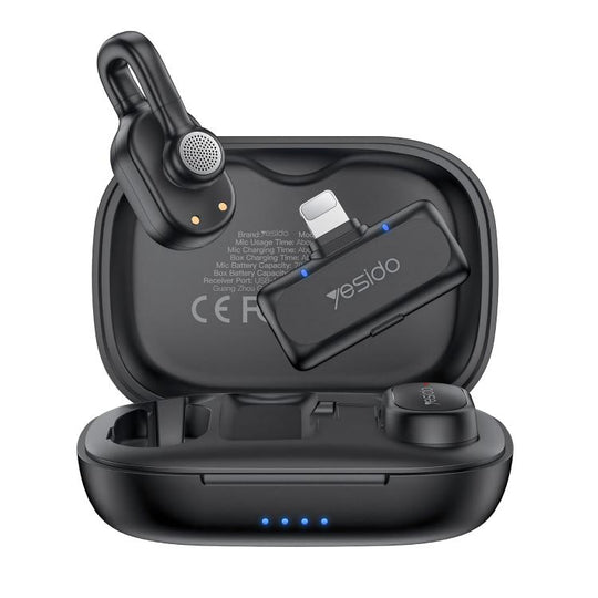 Yesido KR24 AI Noise Reduction Lavalier Microphone with 8 Pin Receiver(Black)