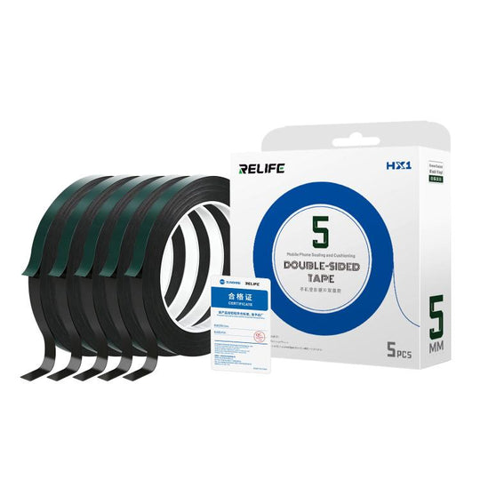 RELIFE HX1 5 in 1 Green Film Black Foam Double-Sided Tape, Size:5mm x 10m