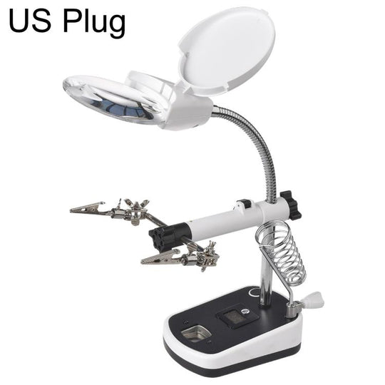 16090C Desktop Multifunctional Electric Iron Soldering Repair Magnifying Glass with LED Light, Plug:US Plug